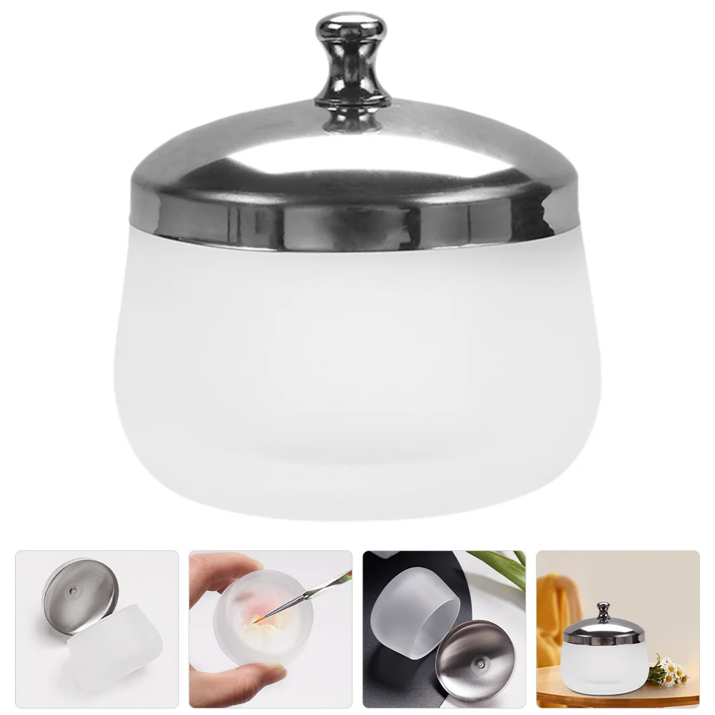 

Stylish Frosted Glass Nail Holder with Metal Base Manicure Mixing Cup for Dip Powder Acrylics Easy Maintenance Nail Art