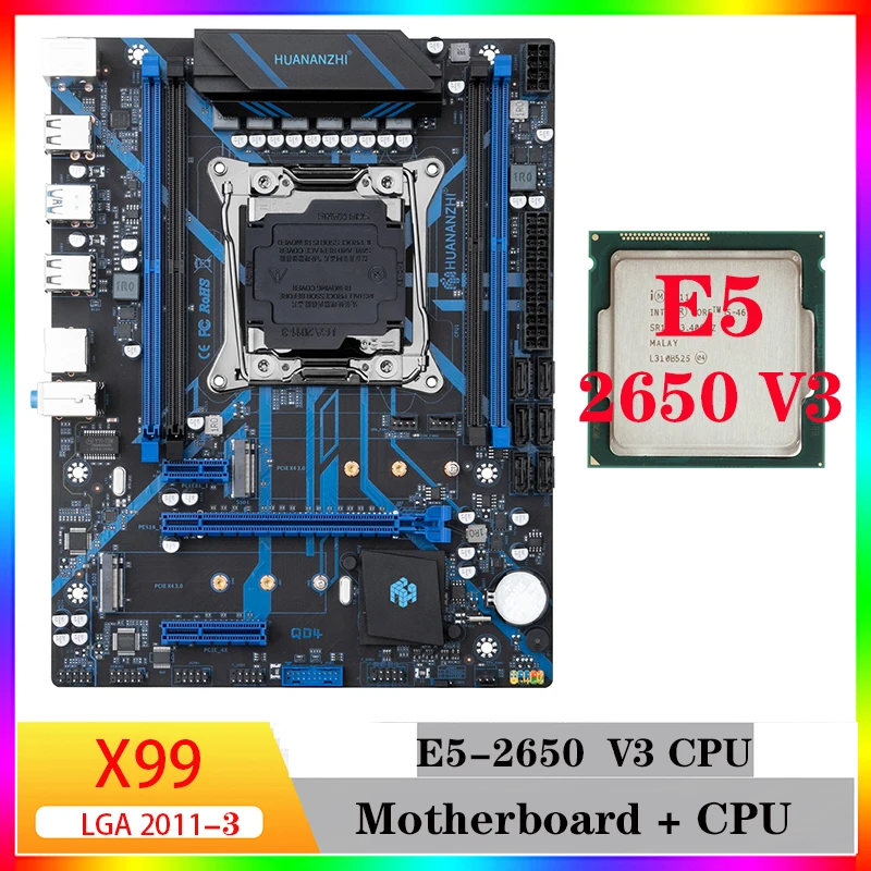 

x99 motherboard huananzhi cpu kit x99 xeon e5 2650 v3 motherboards lga 2011 -3 ddr4 RECC cpu combo kit for pc gaming