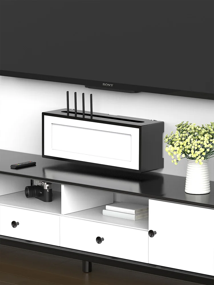 

Wooden Router Storage Box Wall Mounted TV Box Socket Cover Decorative Power Cable Organizer Real Wood Living Room Storage