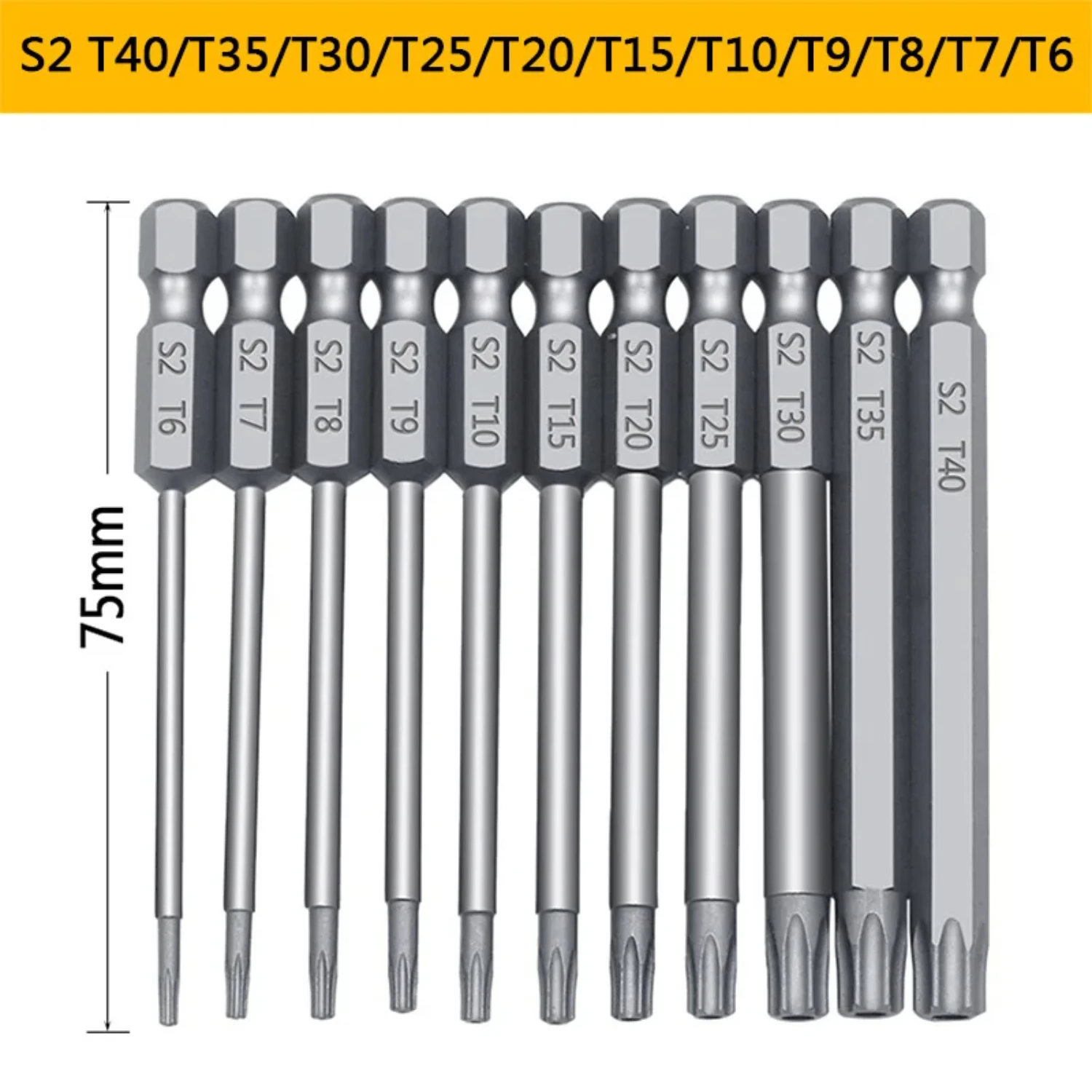 Convenient and Versatile High-Quality Tamper-Proof Security Bit Set: 11PCS, Includes 75/100mm Torx and Flat Head Bits, 1/4