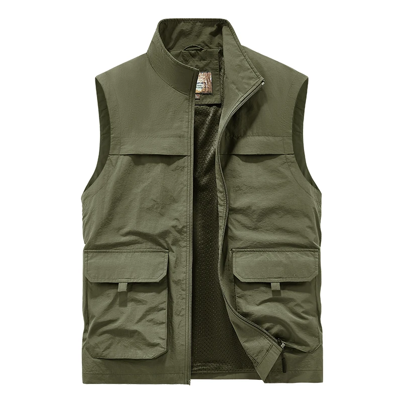 Summer Men Breathable Outdoor Sleeveless Vest Mens Tactical Sport Casual Vest Man Fish Multi Pocket Vest Waistcoat Plus Size 6XL