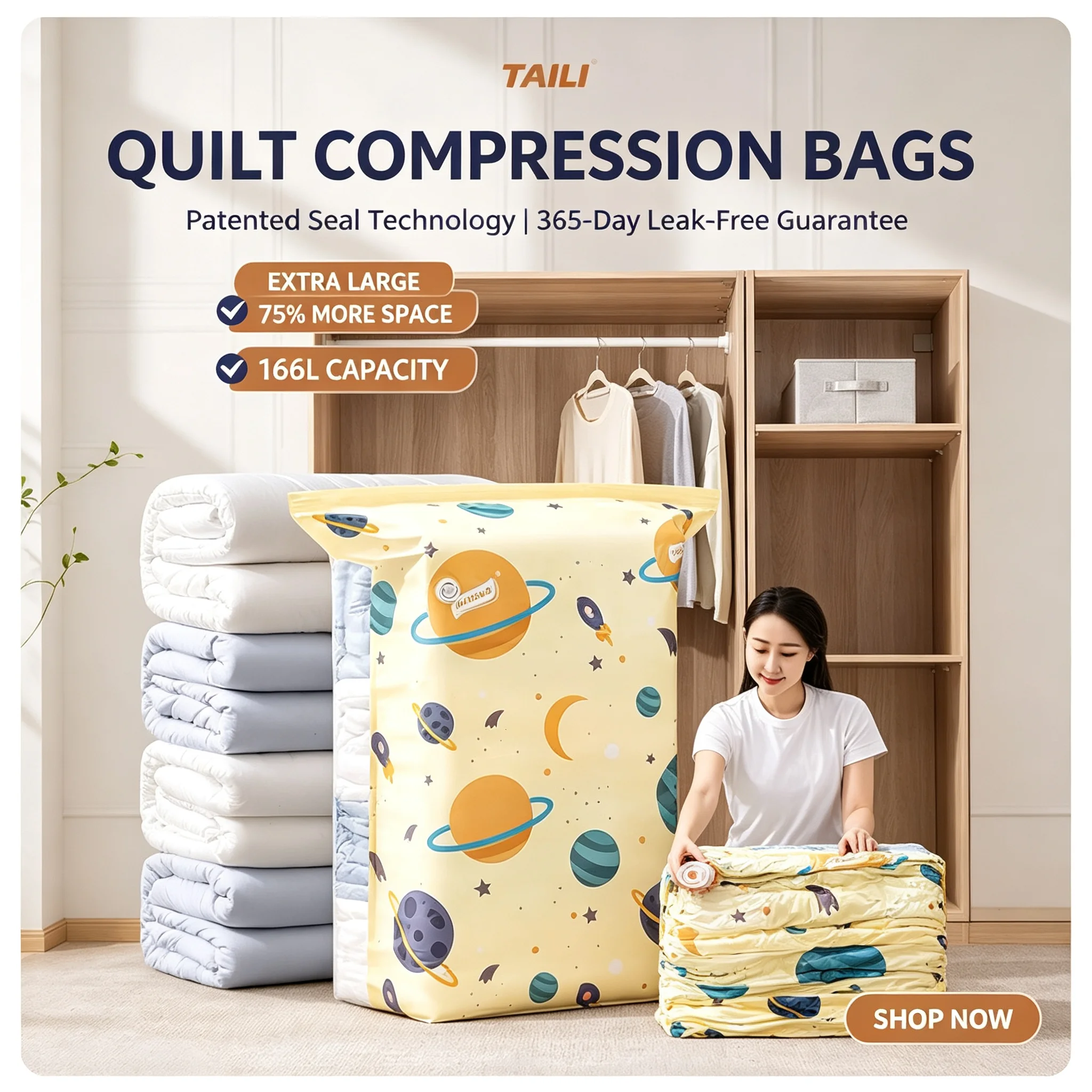 No Need Pump Vacuum Bags Large Plastic Storage Bags for Storing Clothes Blankets Compression Empty Bag Covers Travel Accessories