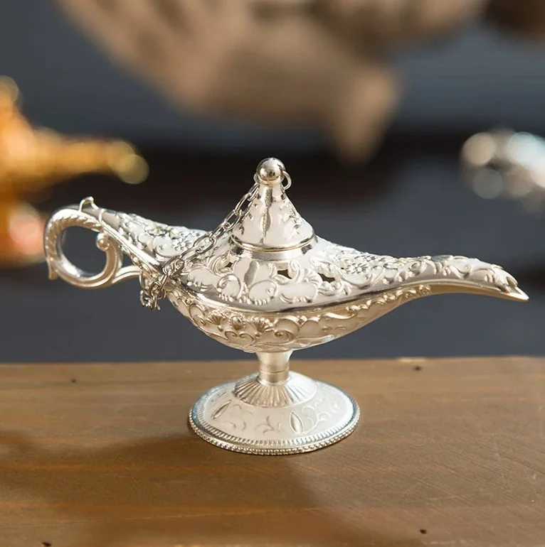 Décor à la maison cadeau classique Rare creux légende Aladdin magique génie lampes brûleurs d'encens rétro souhaitant lampe à huile