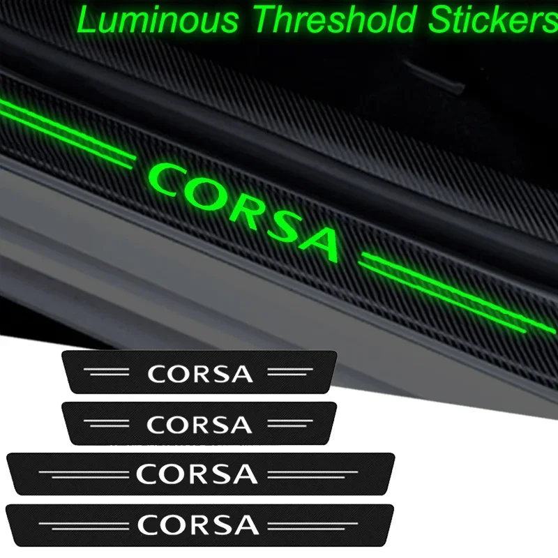 Car Styling luminoso per Opel Corsa Badge Soglia porta Davanzale Trim Adesivi Antigraffio Nastro sporco Pellicola protettiva impermeabile