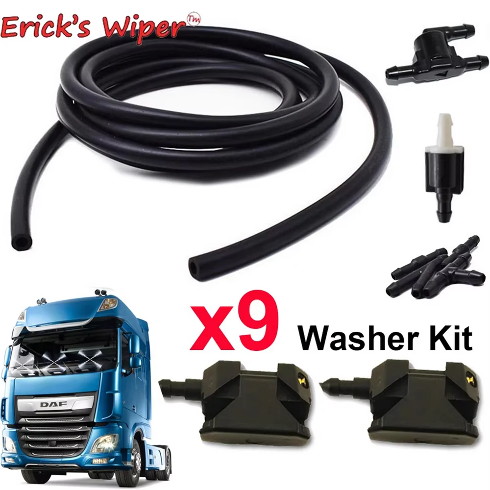 Erick's Wiper Window Washer Water Spray Jets Nozzles Hose For DAF XF 105 95 xf105 xf95 95XF F85 F95 4-Way Check Valve Tube Pipe