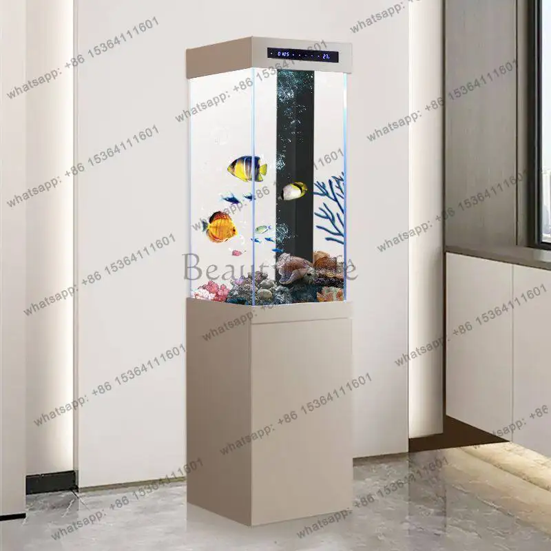 New ultra-white intelligent ecological goldfish tank lazy water-free vertical wall-to-ceiling aquarium