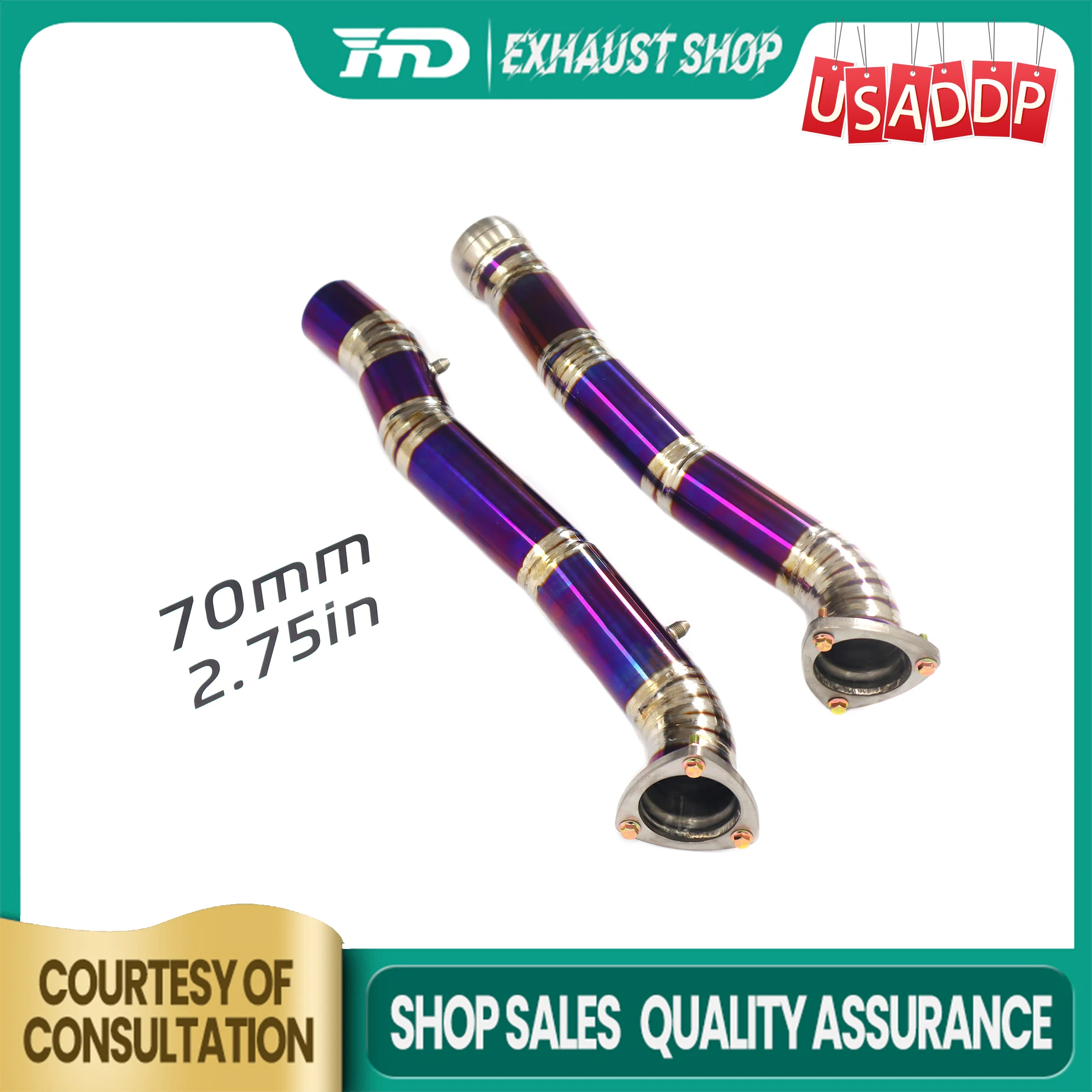 

HMD Ti Resonant Tube for Aston Martin Vantage V8 4.0T Exhaust system High flow performance 70mm