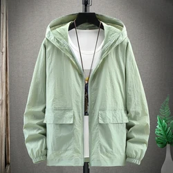 Summer Sun Protection Jacket Men Hooded Lightweight Breathable Zipper Summer Coats Men 2023 Outdoor Sports Quick Dry Outerwear