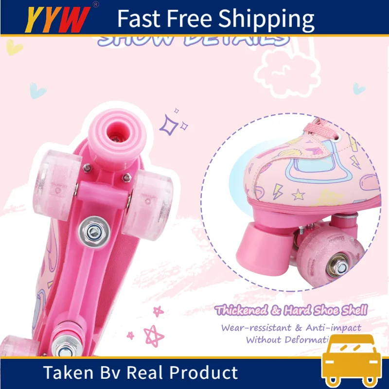 4-Räder-Skateschuhe für Kinder, Mädchen, Anfänger, Outdoor, Skaten, Training, Turnschuhe, Quad-Rollschuhe, Größe 28–41, für Erwachsene und Frauen, blinkend