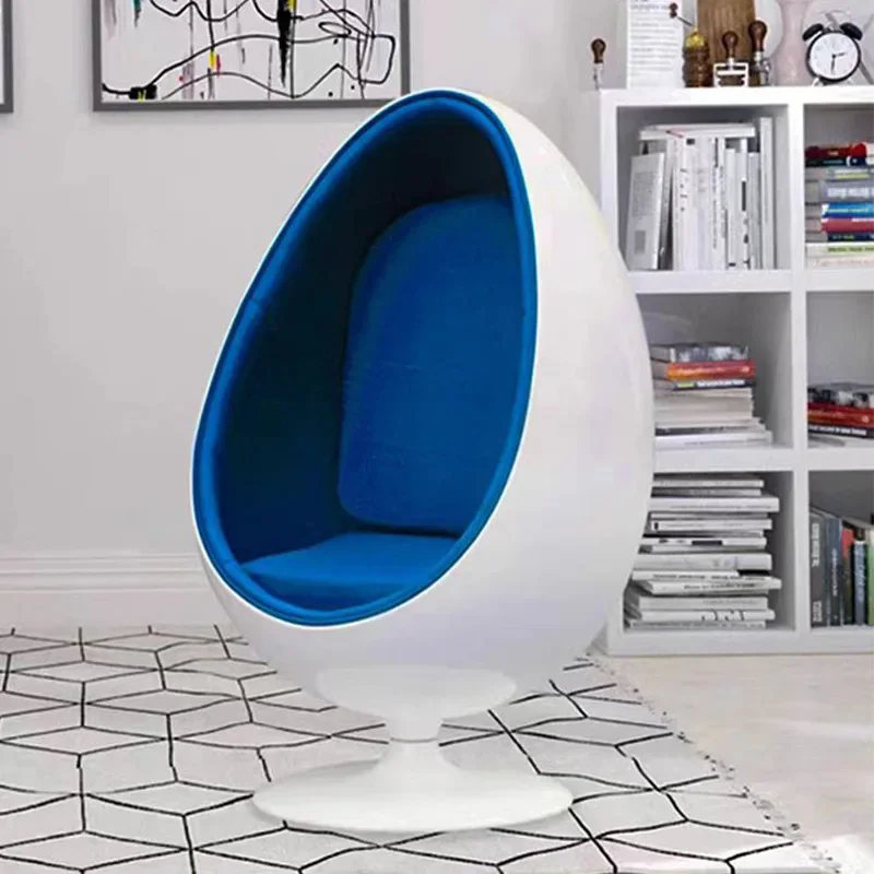 Overseas version of creative fiberglass designer special-shaped pointed ball chair oval ball egg shell shape swivel