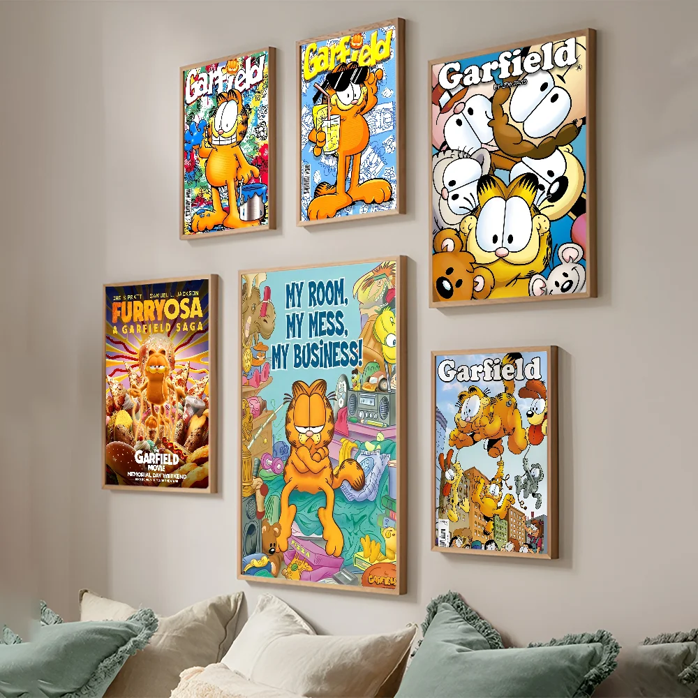 Anime G-Garfields Cat Classic Vintage Self-adhesive Art Poster Whitepaper Prints Posters Artwork Aesthetic Art Wall Painting