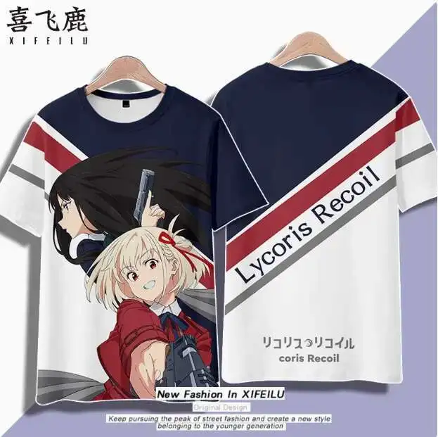 

Anime Lycoris Recoil Short Sleeve T-Shirt Summer Cosplay Costume Casual Student Loose Tops anime