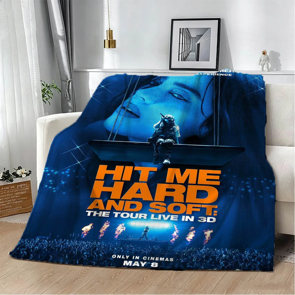 Album E-EilishS Music Singer B-Billier-S Flannel Blanket Soft Throw Blanket Art For Home Decor Bedroom Bed Sofa Picnic Fan Gifts