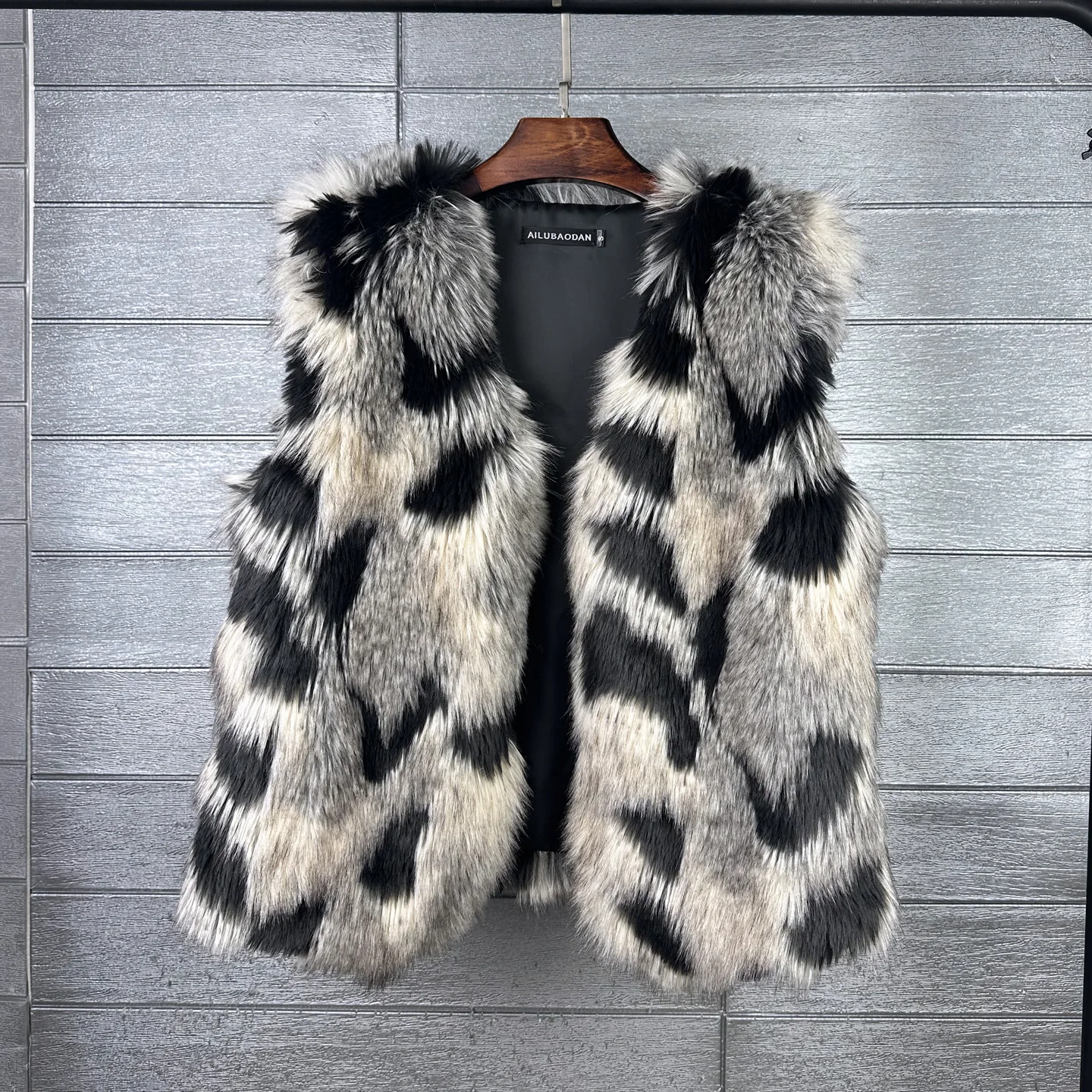 Women Color‑Block Patchwork Faux Fur Vest Sleeveless Open Front Furry Waistcoat Loose Warm Autumn Winter Streetwear Outer Gilet