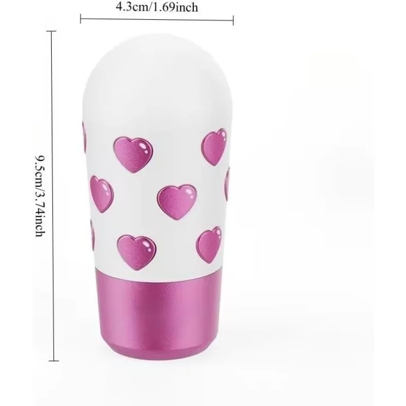 Hearts Universal Car Gear Shift Knob Metallic with Heart Pattern Design Manual Transmission Shifter with M8 M10 M12 Adapters
