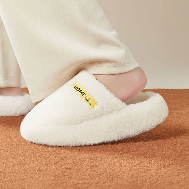 

Women Home Slipers Autumn/Winter Indoor Household Slippers Thick Bottom Cloud Soft Warm Couple's Men And Women Wear Fury Cotton