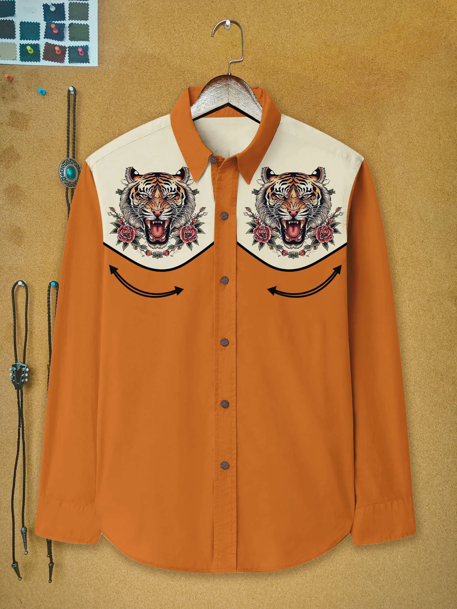 

Men's Shirts Funny 3D Tiger Print Long-sleeved shirt Fashion Single-Breasted Cardigan Tops Autumn Casual Lapel Tees y2k Clothes