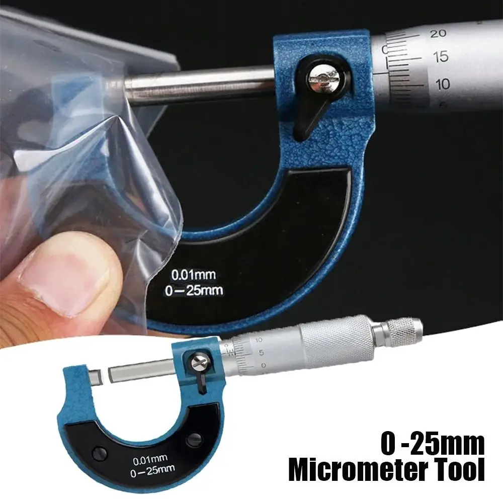 炭素鋼外側マイクロメーター 0-25mm スレッドスケール機械式マイクロキャリパー硬質合金チップハンドツールマイクロメーターゲージ
