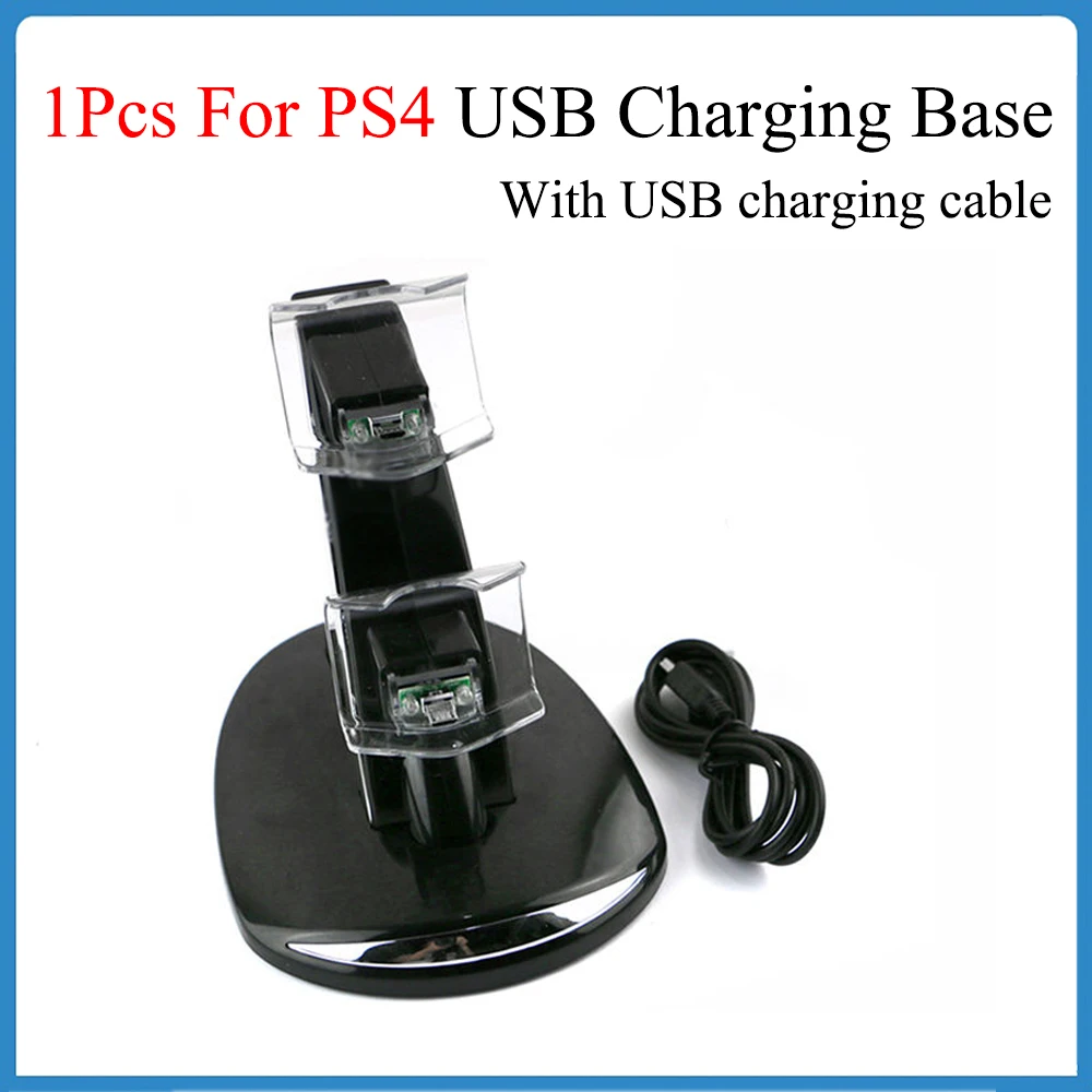 Base de chargement USB pour PS4 Sony Playstation 4, support de poignée sans fil, lumière bleue avec câble, partie de jeu, charge touristique, 1PC