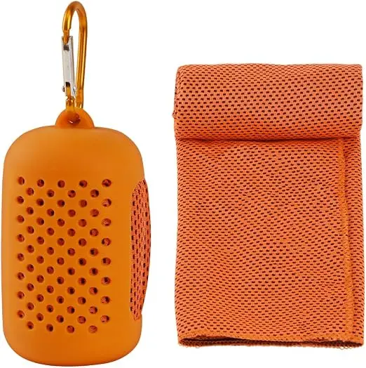 Serviette rafraîchissante portable pour le sport avec étui de rangement en silicone, serviette froide à séchage rapide absorbant la transpiration pour la randonnée en plein air, la salle de sport, le yoga