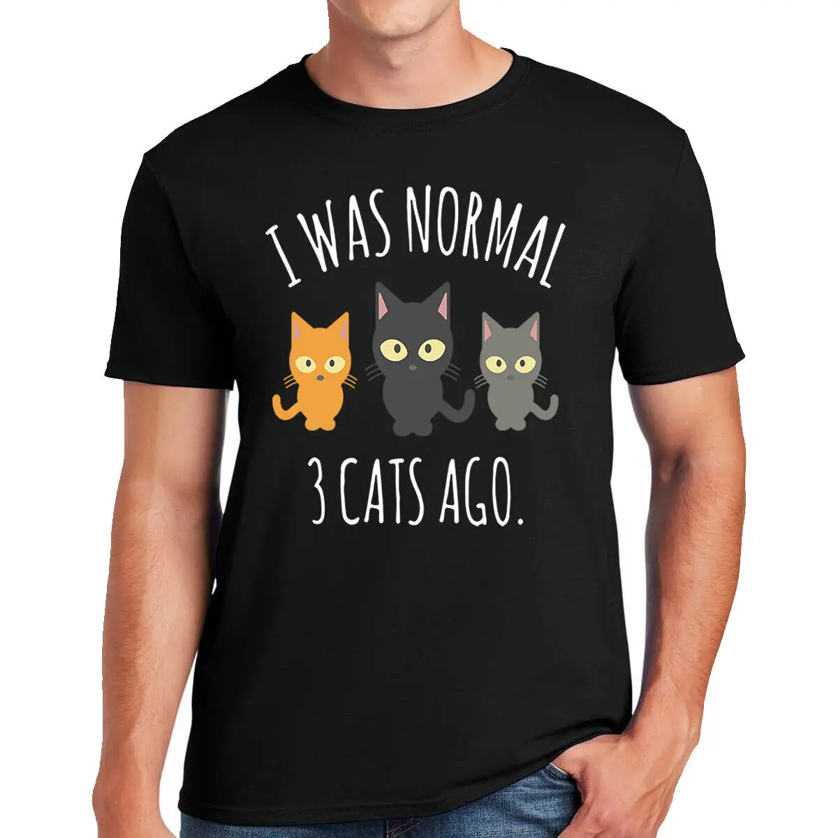 Funny T Shirt I Was Normal 3 Cats Ago Mens Ladies Kitten Cat Party