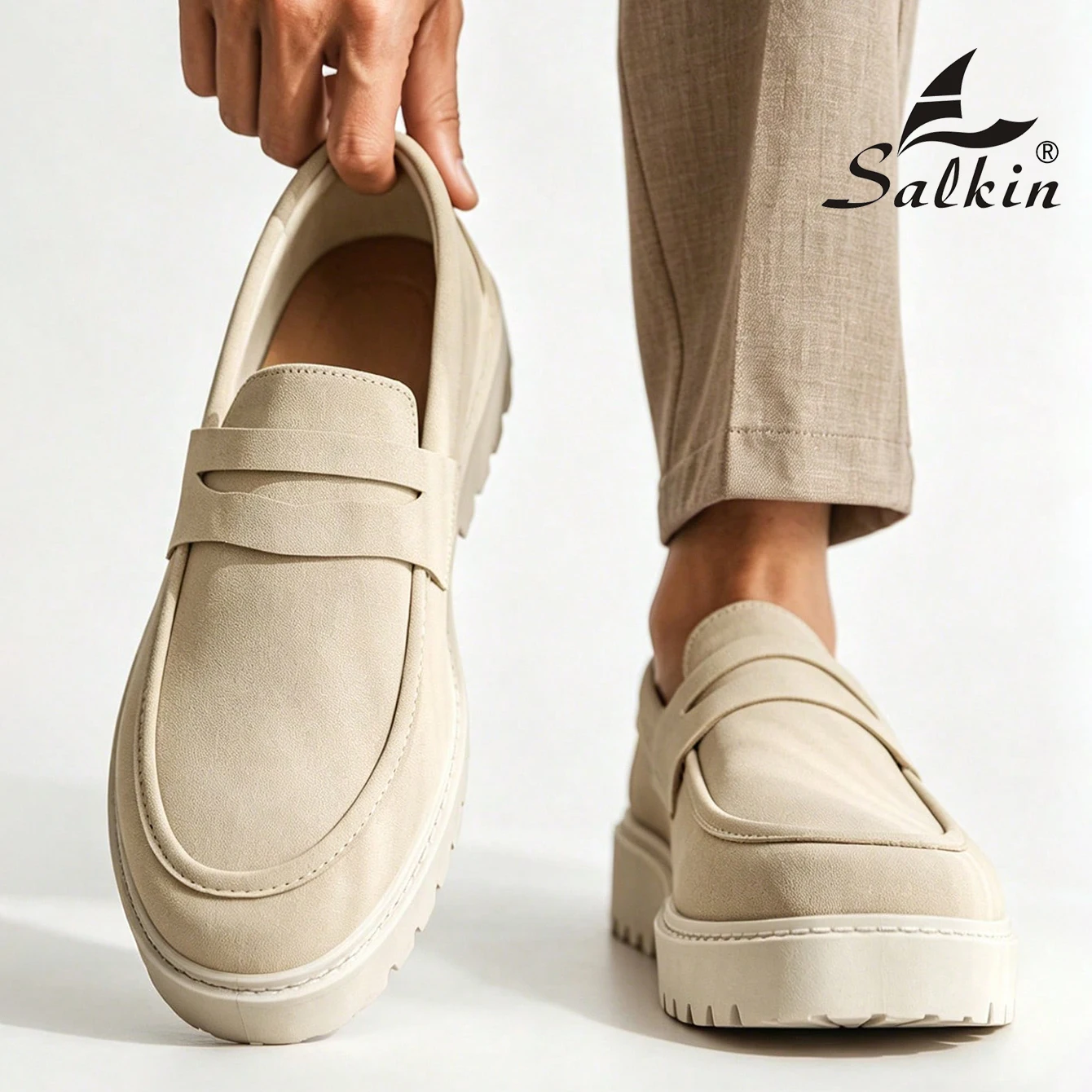 New Designer Casual Shoes Men's Slip On Loafers Preppy Comfortable Business Commute Outdoor Men Sneakers Suede Leather Shoes