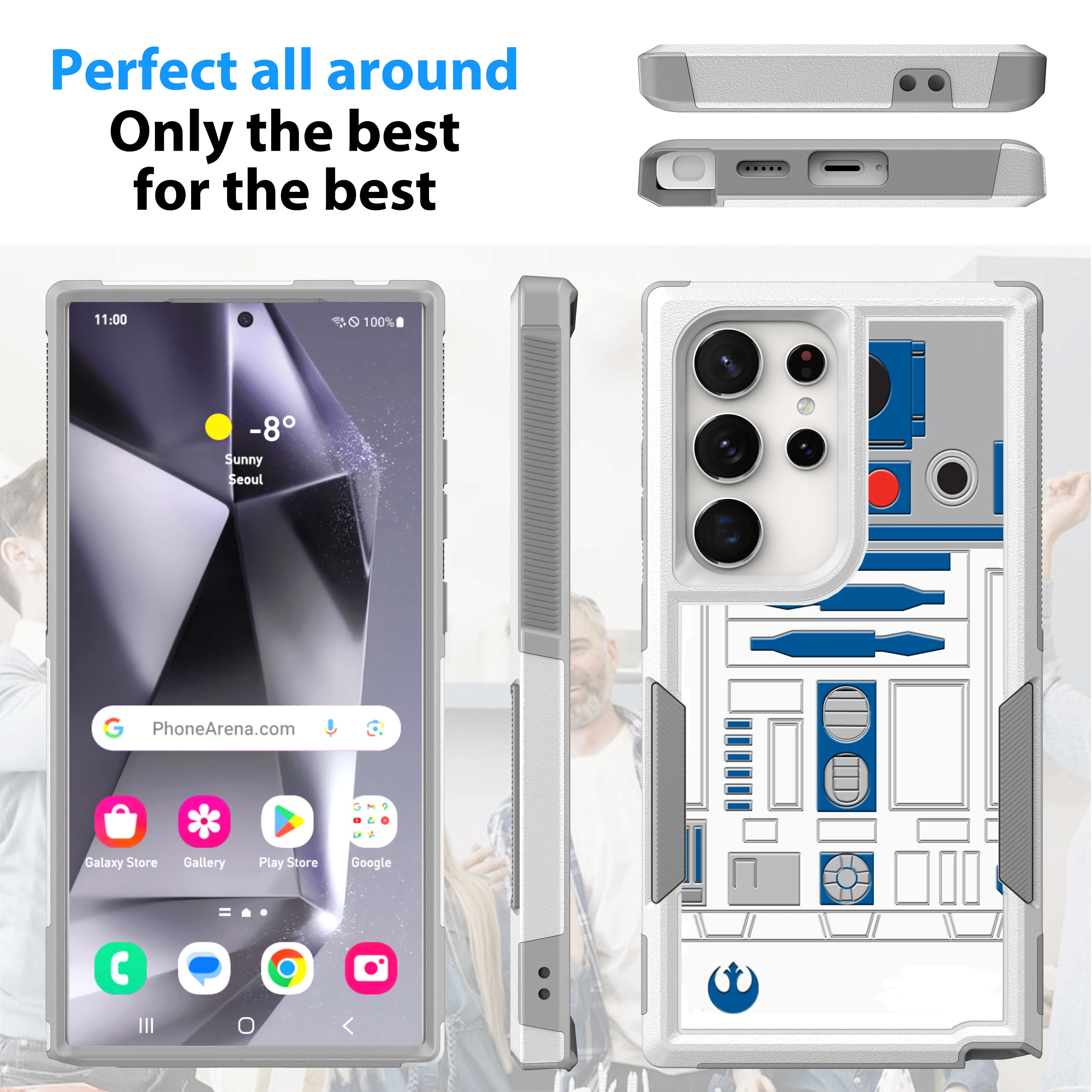 Case For Samsung Galaxy S24 S23 S22 FE Ultra Plus A42 A53 A54 A15 A14 R2D2 Robot Dual Layer Shock-Absorption Protective Cover