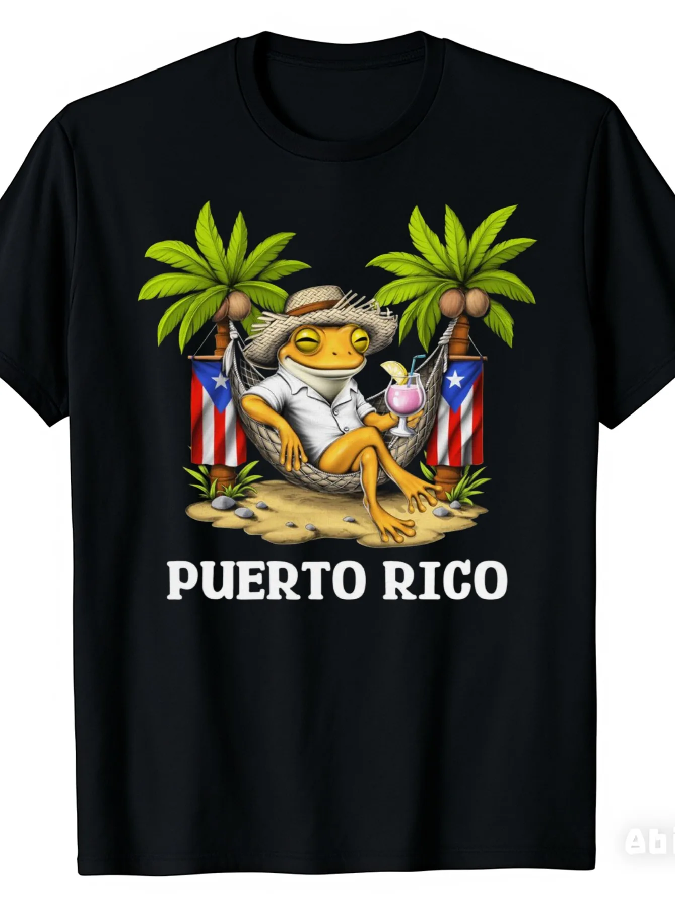 Puerto Rico Coqui Frog T-Shirt  Puerto Rican Boricua Tee, Men'S Cropped Summer Top, Football Shirts 2026, Casual Style, Crew Neck, Print Pattern, Short Sleeve, Perfect for Adult, Plus Size