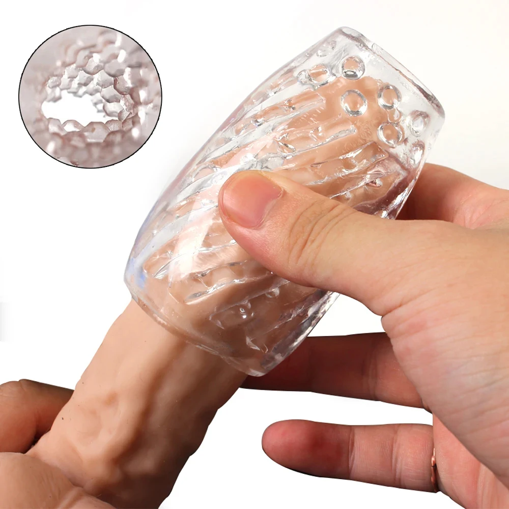 9 سنتيمتر ذكر الاستمناء شفافة الاصطناعي كس المهبل للرجال 18 حشفة مص القضيب مضخة المسامير التمارين المثيرة الجنس لعب