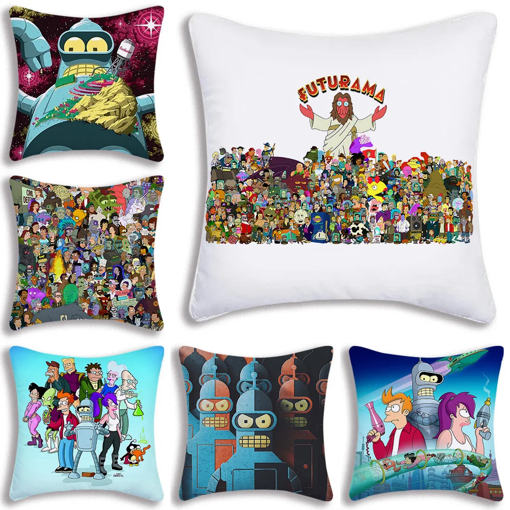 

Cartoon F-Futurama Pillow Covers Cartoon Sofa Decorative Home Double-sided Printing Short Plush Cute Cushion Cover