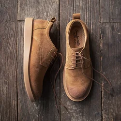 Maden Stivali casual a testa grande marroni stile britannico Scarpe da lavoro basse da uomo in morbida pelle Stivaletti vintage da uomo di marca Desiger