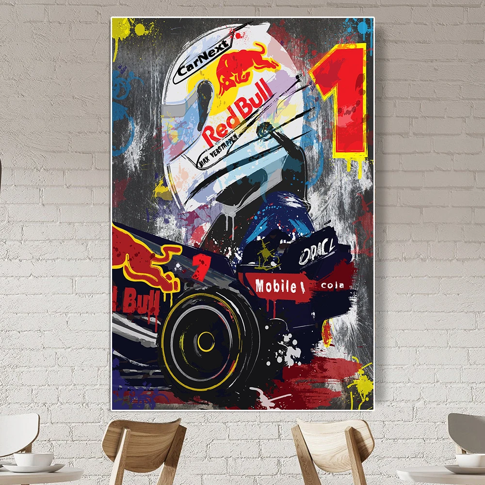 

Formula Grand Prix Champion Verstappen Graffiti Canvas Painting Racer Portrait Poster Racing Illustration Wall Art Room Decor