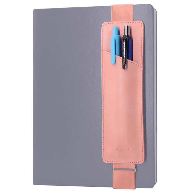 Pu Leather Pen Bag Elastic Buckle Book Notebook Fashion School Pen Case for Office Meeting Easy Carry Office Student Stationery