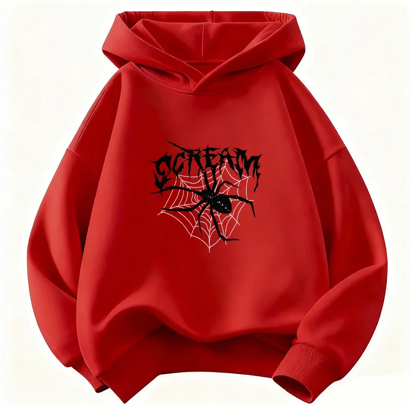 Vintage Spider Desig Hoodie Kids Children's Sweatshirt Cute Hip Hop Hoody for Boys Girls Autumn Winter Casual Hoodies