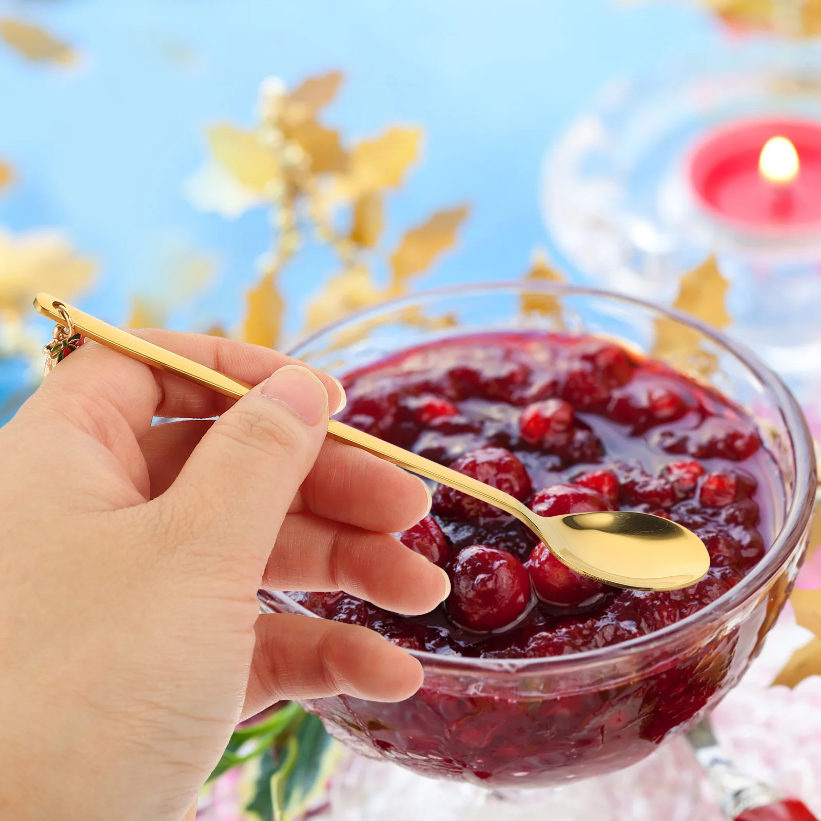 

1Set Coffee Spoon Stainless Steel Christmas Party Dessert Scoop Stirring Scoop Portable Creative Design Food Spoon
