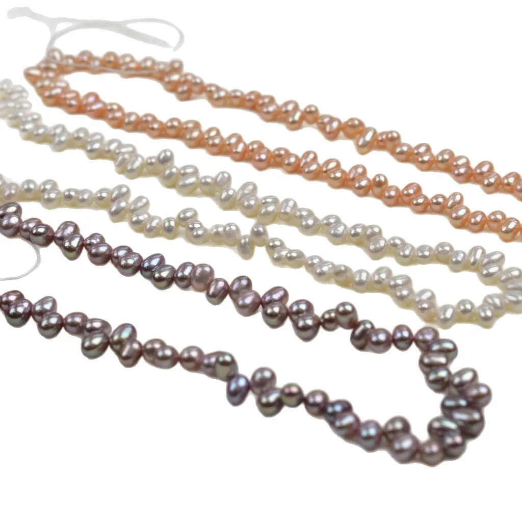Factory Wholesale 4-5mm Oval Minimal Marke Smooth Pearl Necklaces Semi-Finished Materials DIY Jewelry Accessories Women Gift
