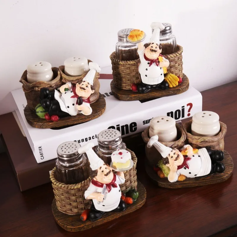 1pcs Chef's and Pepper Bottle Ornaments, Creative Craft Gifts, Resin Craft Ornaments, Home Desktop Ornaments