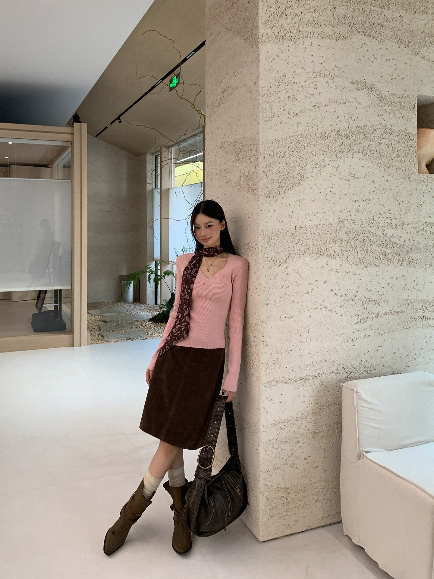 

Зимний женский свитер розового цвета, вязаный топ, верхняя одежда, ленивый Sle, утягивающий дизайн, V-Ne Long Sve, прямой крой, поездка на работу, мода