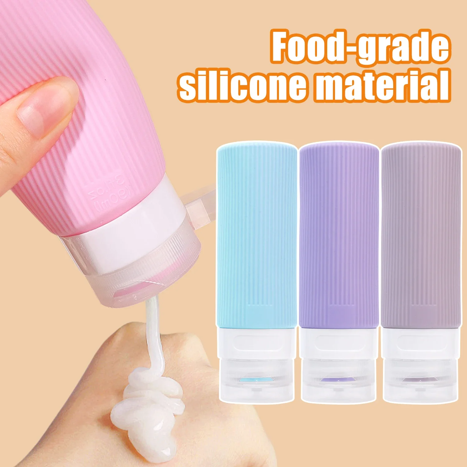 Silicone Lotion Cream Container Soft Refillable Bottle Squeeze Tube Empty Storage Bottle Portable Travel Shampoo Squeeze Bottles