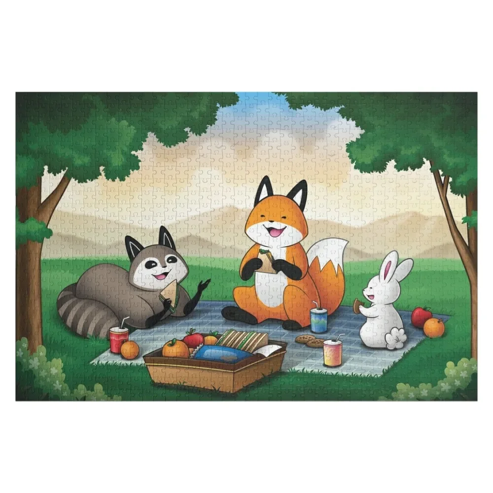 Fox and Friends - Spring Fun Jigsaw Puzzle Custom With Photo Wooden Decor Paintings Photo Personalized Gift Puzzle