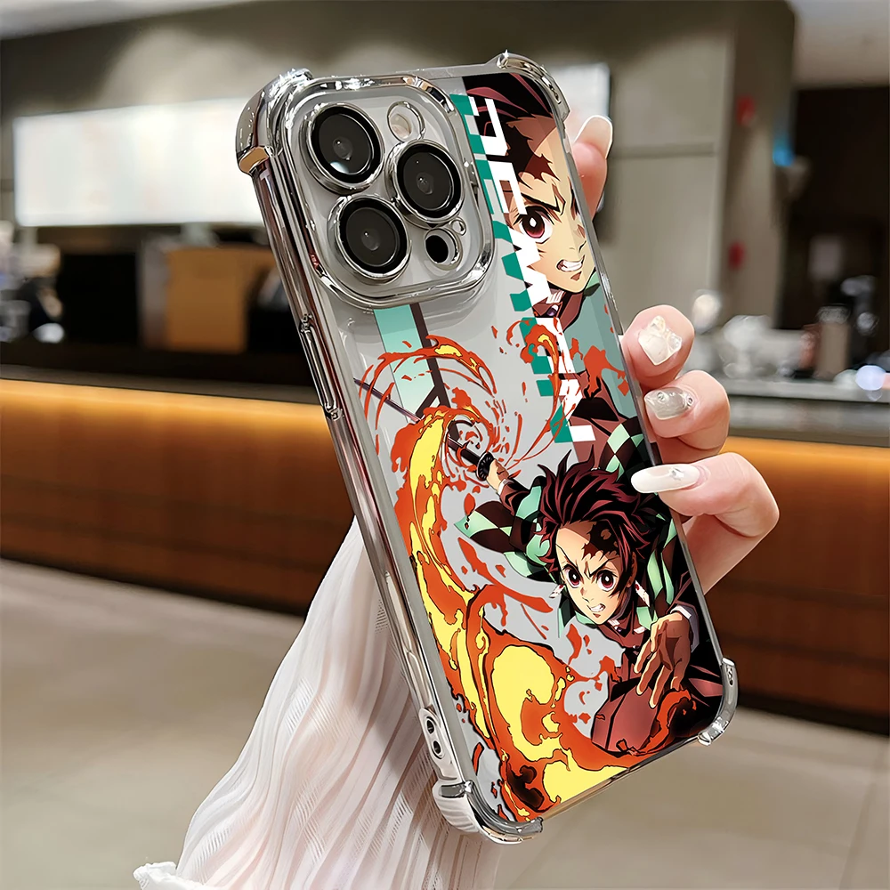 أنيمي شيطان القاتل تصفيح القضية آيفون 16 15 14 13 12 11 برو ماكس X XR XS ماكس 7 8 6 زائد مكافحة سقوط Airabag الغطاء الخلفي