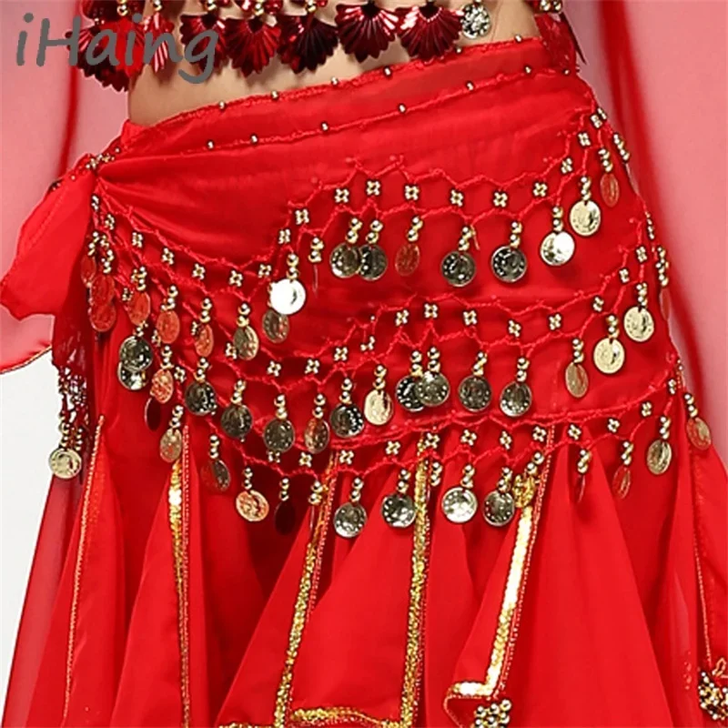 ブリンブリンゴールドコインベリーダンスヒップスカーフ衣装女性のためのオリエンタル臀部ウエストチェーンタッセルスカートベルトダンスレッスン服