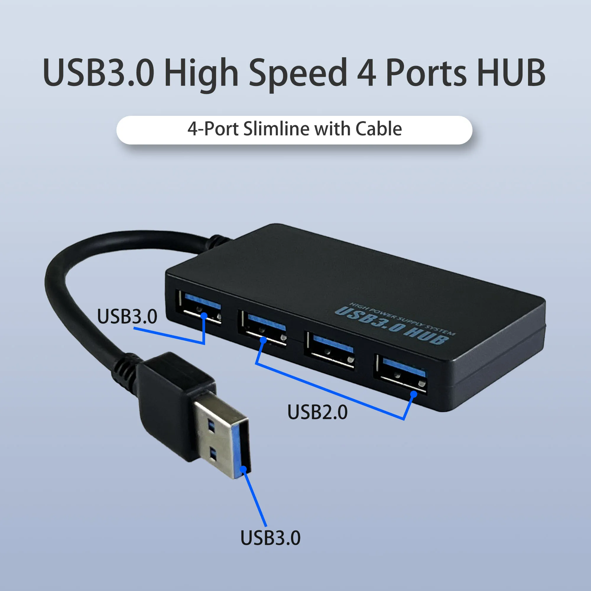 1PCS 4-port USB Hub One To Four Splitter Hub Plug And  PlaySmall Socket Hub USB 4-port Splitter For Laptops