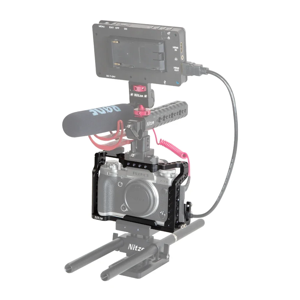 Nitze Camera Cage for Fujifilm X-T2/X-T3 with HDMI-Cable Clamp Built-in Arca Plate Photography Video Making Stabilizer