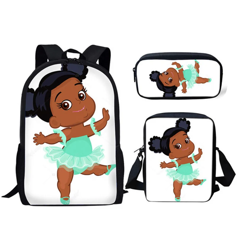 Harajuku Youthful Funny Ballet Girls 3D Print 3pcs/Set Student Travel bags Laptop Daypack Backpack Shoulder Bag Pencil Case