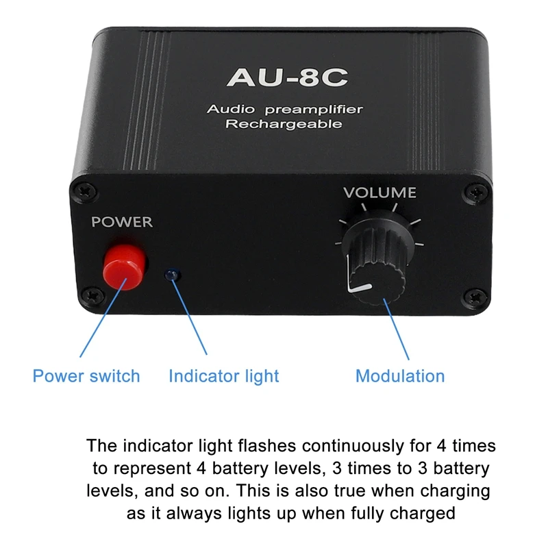 AU-8C ricaricabile NE5532 Audio Stereo preamplificatore amplificatore scheda amplificatore per cuffie RCA 3.5MM controllo del Volume