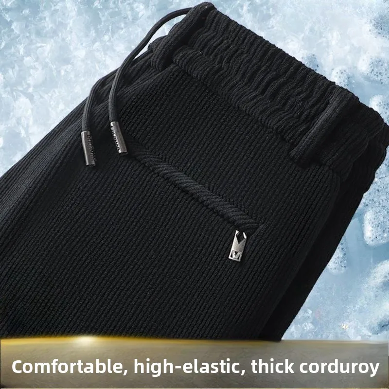 Men's Work Pants Thickened Fleece Lined Loose Straight Leg Resistant to Wear And Dirt for Autumn Winter Casual Fashion City S...
