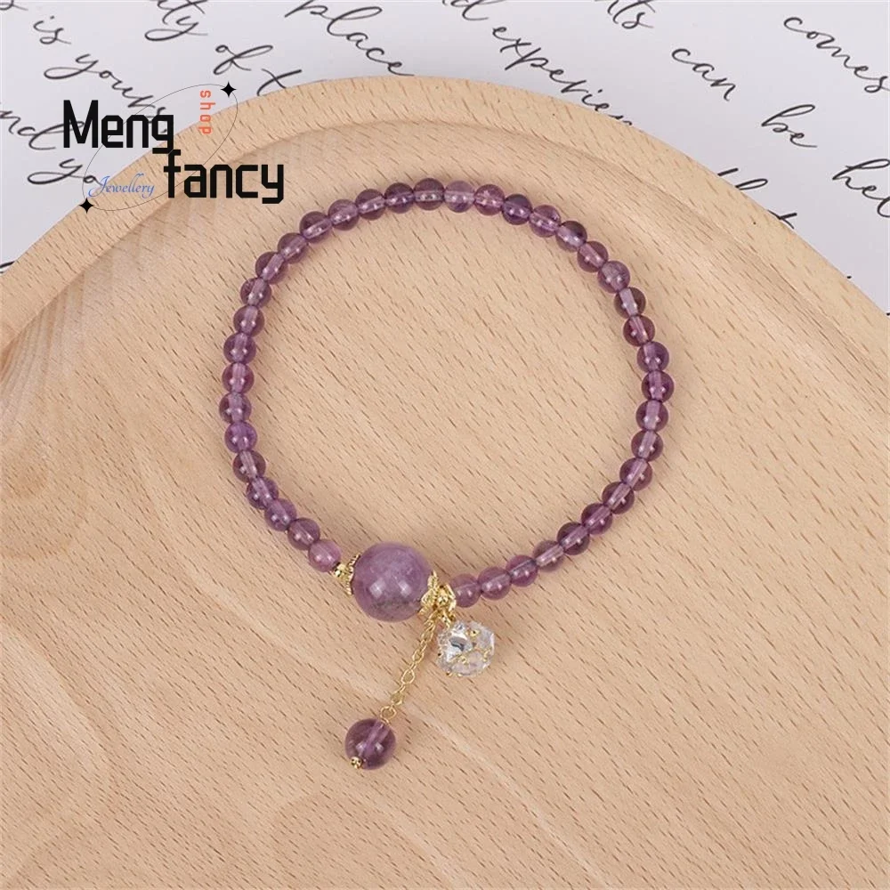 Light Luxury Delicate Amethyst Charm Temperament Show White Purple Crystal Beaded Bracelet Sexy Young Girls Fashion Fine Jewelry