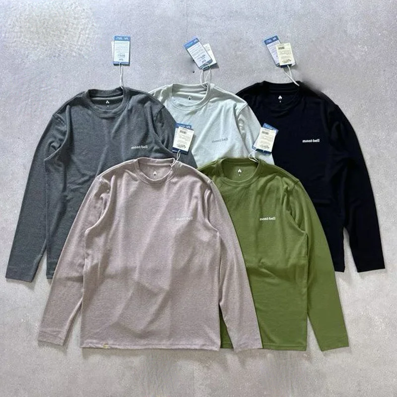 Print Size Tag MONTBELL Long Sleeve T Shirt Hem Patch Label Men Women High Quality Mountain Climbing Hiking Commuting Tops Tee