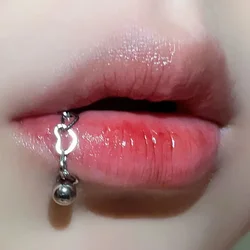 1 STKS Punk Trendy Hart Labret Lip Ring Titanium Neusring Stalen piercing Lip Clip Manchet Body Piercing Sieraden